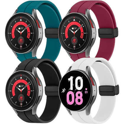 A render showing the Kitway silicone sports band installed on a bunch of Galaxy Watches.