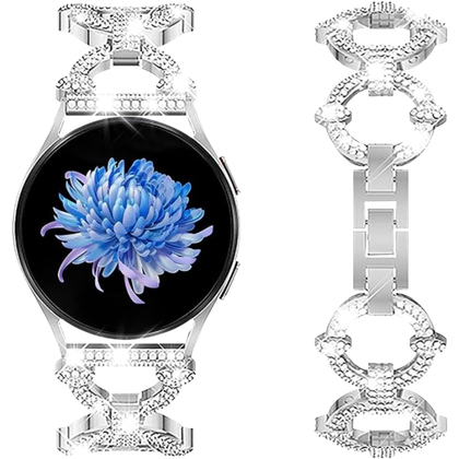 A render showing the Mesime bling band in silver finish for Galaxy Watch 6.