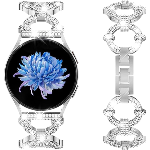 A render showing the Mesime bling band in silver finish for Galaxy Watch 6.