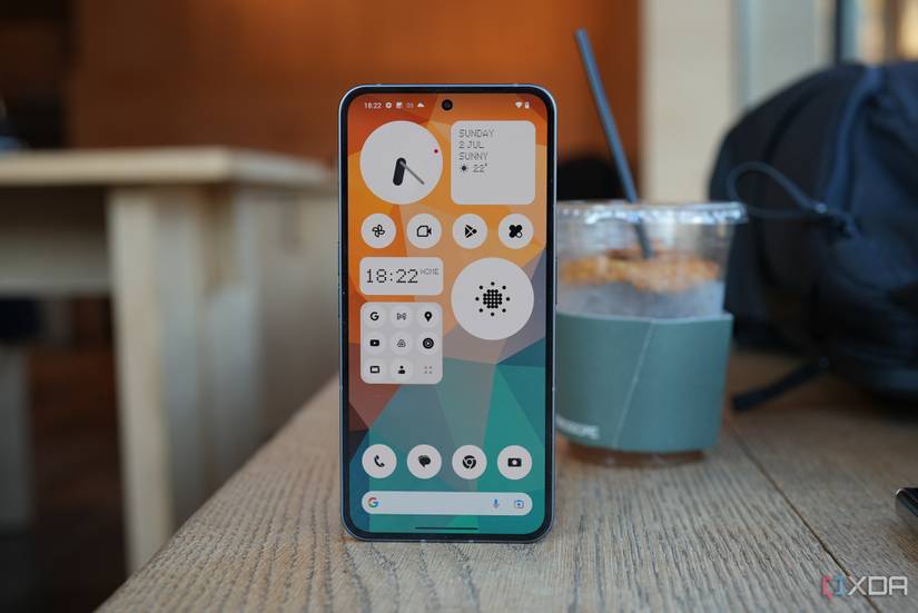 Nothing Phone 2 with its monochrome interface on a table. 