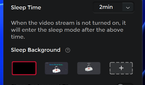 Screenshot of the Obsbot WebCam software showing settings related to sleep and gesture controls