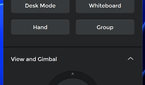 Screenshot of the Obsbot WebCam software showing settings related to AI modes, zoom, and the gimbal position