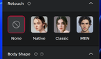 Screenshot of the Obsbot WebCam software showing settings beauti enhancements and background blur