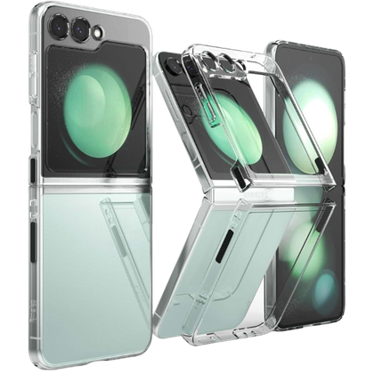 A render of the Ringke slim transparent case installed on Galaxy Z Flip 5 phones.