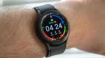 A Samsung Galaxy Watch 4 Classic on a wrist