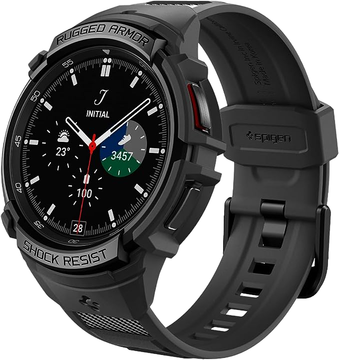 Samsung Galaxy Watch 4 band black SPIGEN Rugged Armor PRO Classic