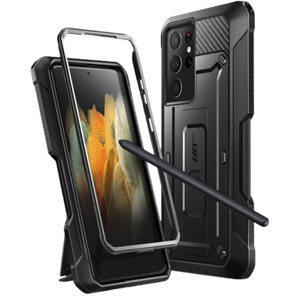 A render showing Supcase Unicron Bettle Pro installed on a Samsung Galaxy S21 Ultra.