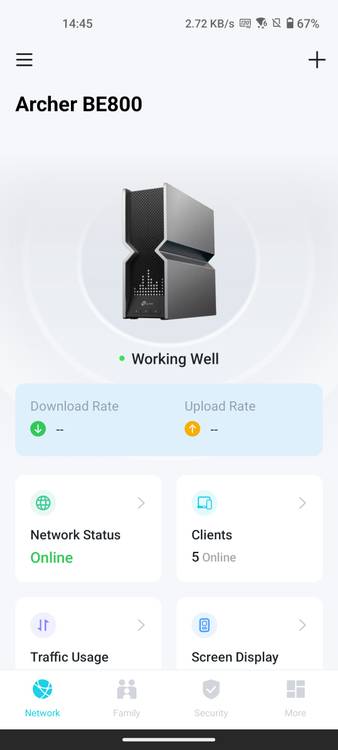 TP-Link Archer BE800 Tether app main page