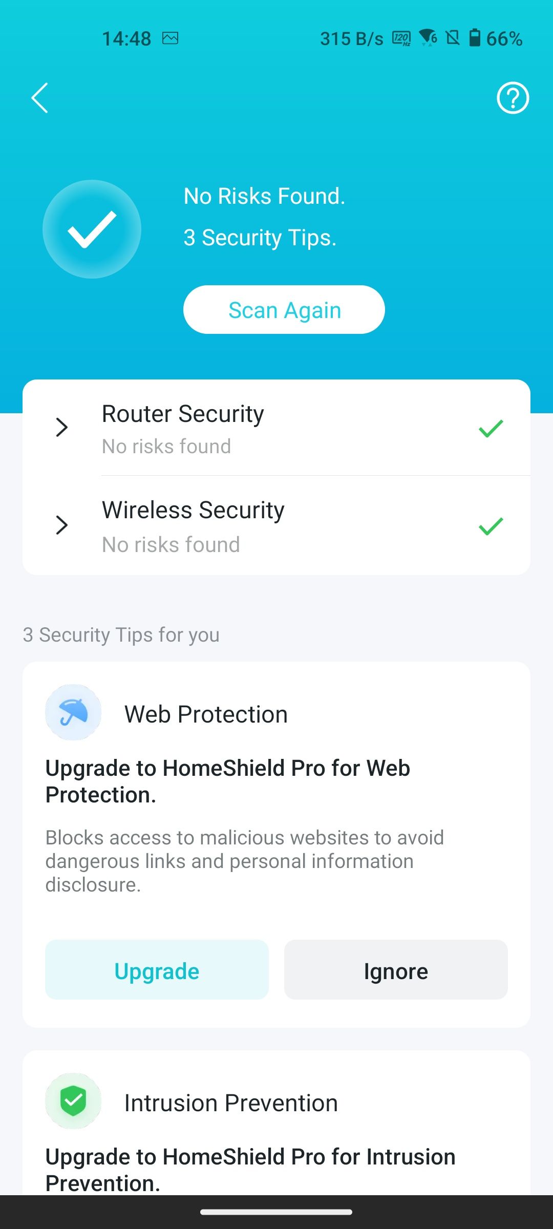 TP-Link Archer BE800 Tether app HomeShield scan