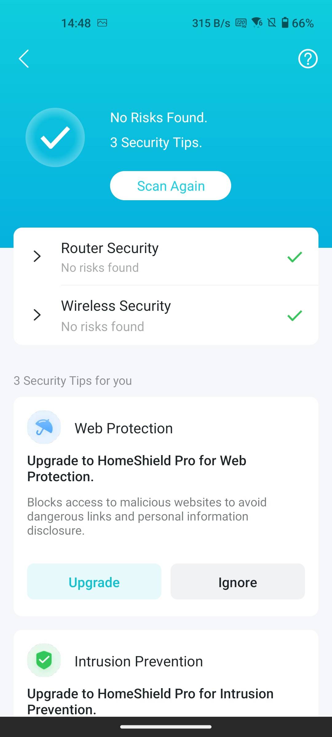 TP-Link Archer BE800 Tether app HomeShield scan