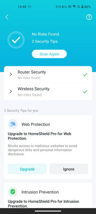 TP-Link Archer BE800 Tether app HomeShield scan