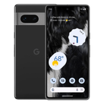 Google Pixel 7 in black showing front and back with transparent background