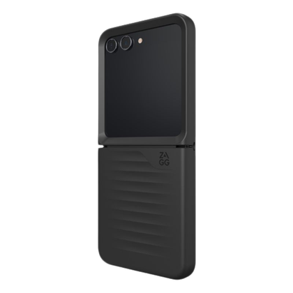 A render of the ZAGG Bridgetown case installed on a Galaxy Z Flip 5.