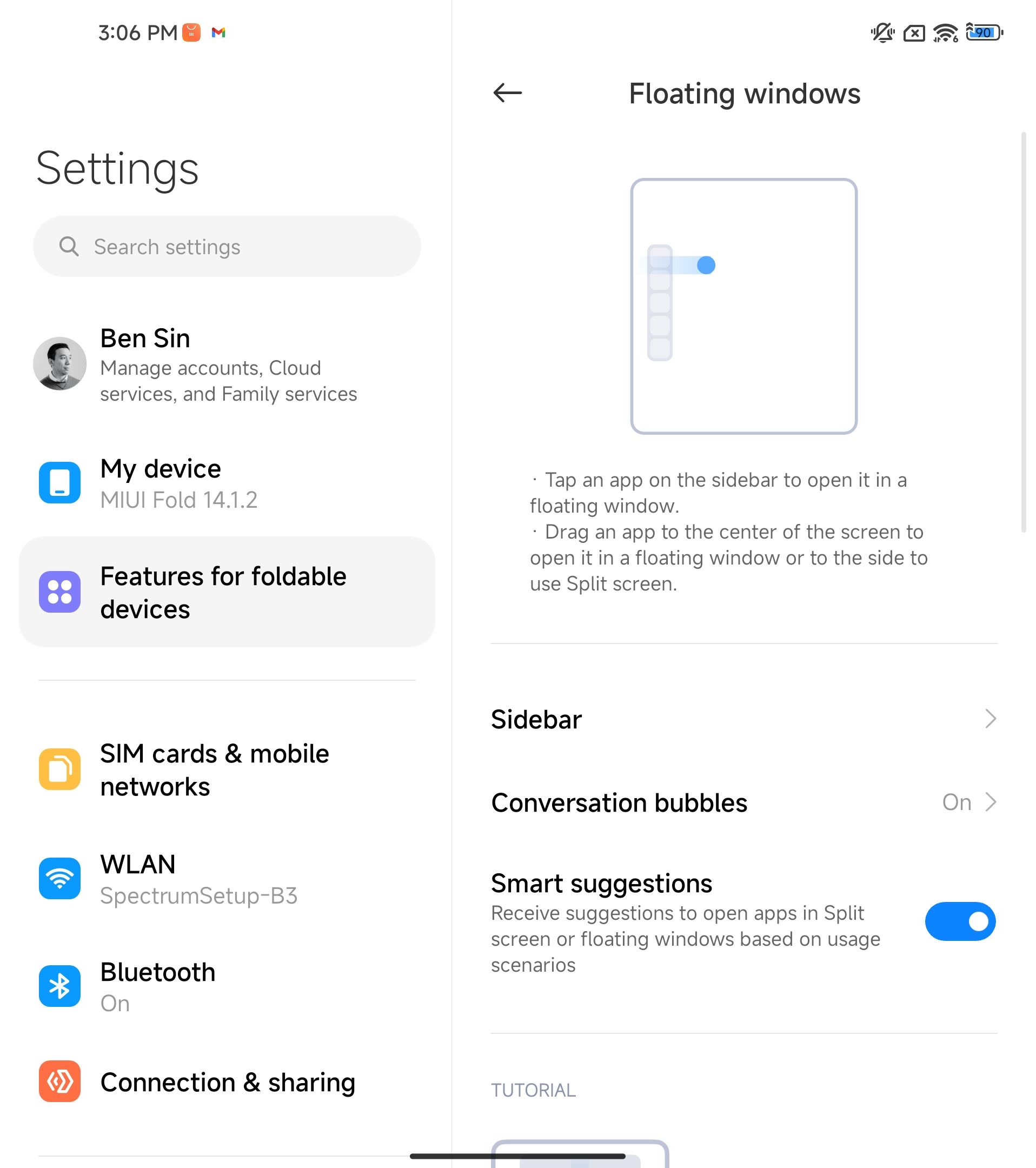 A screenshot of MIUI Fold software