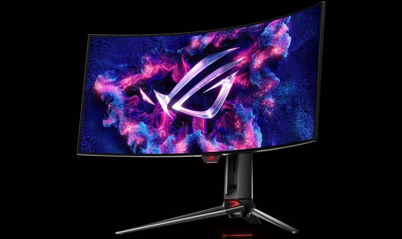 ROG Swift OLED PG34WCDM on black background 