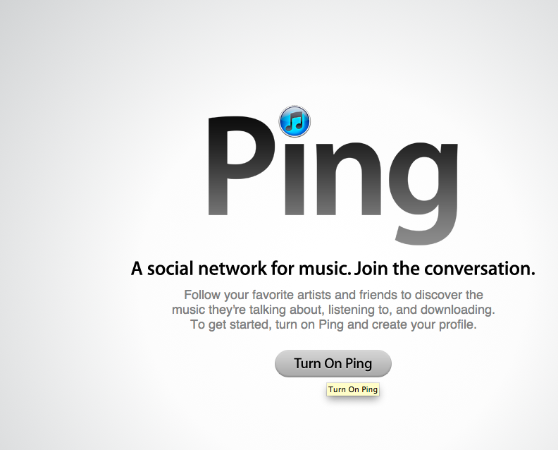 Screenshot of iTunes Ping social network