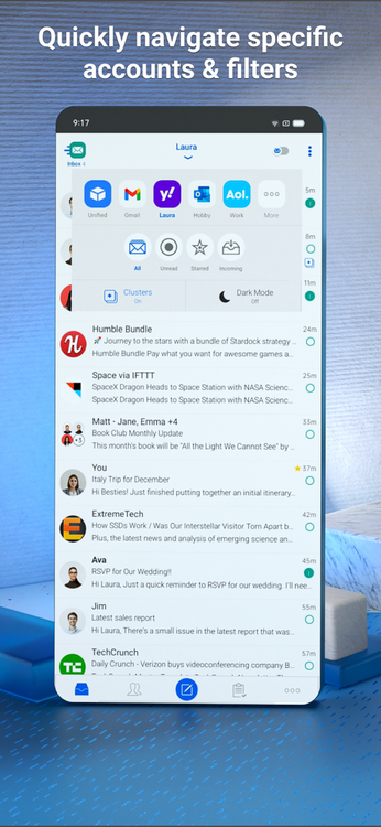 Screenshot of Blue Mail on Play Store