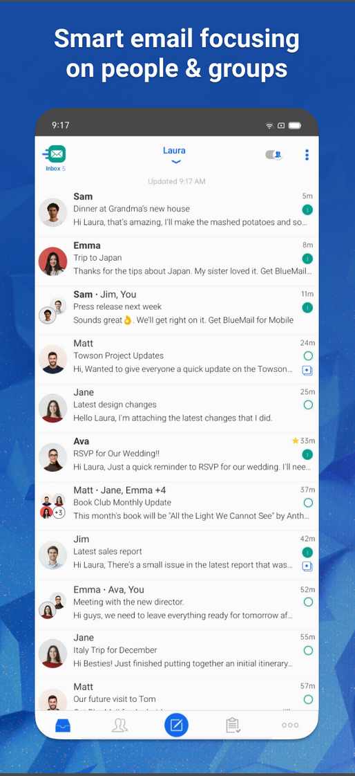 Screenshot of Blue Mail on Play Store