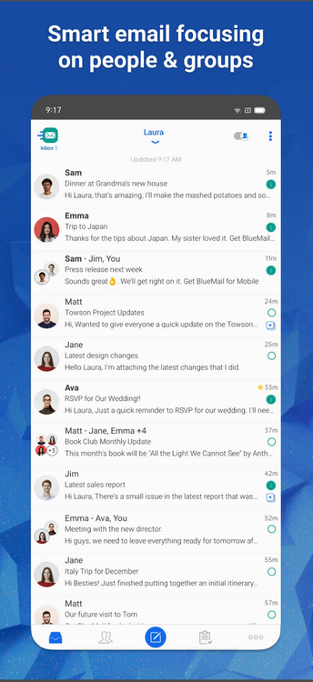 Screenshot of Blue Mail on Play Store