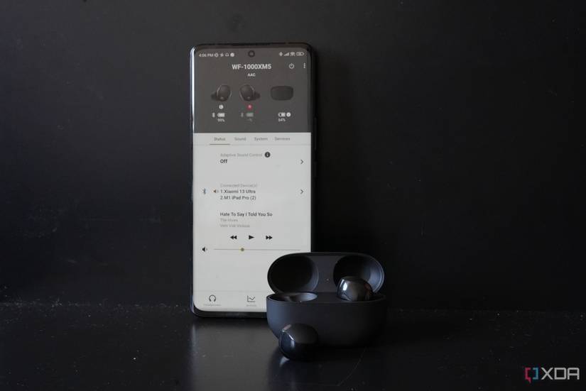 the sony XM5 with its companion app