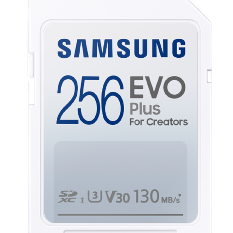 A render of the Samsung EVO Plus SD Card viewed from the front.