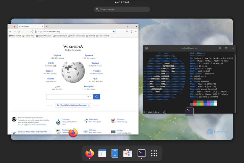 Fedora desktop.