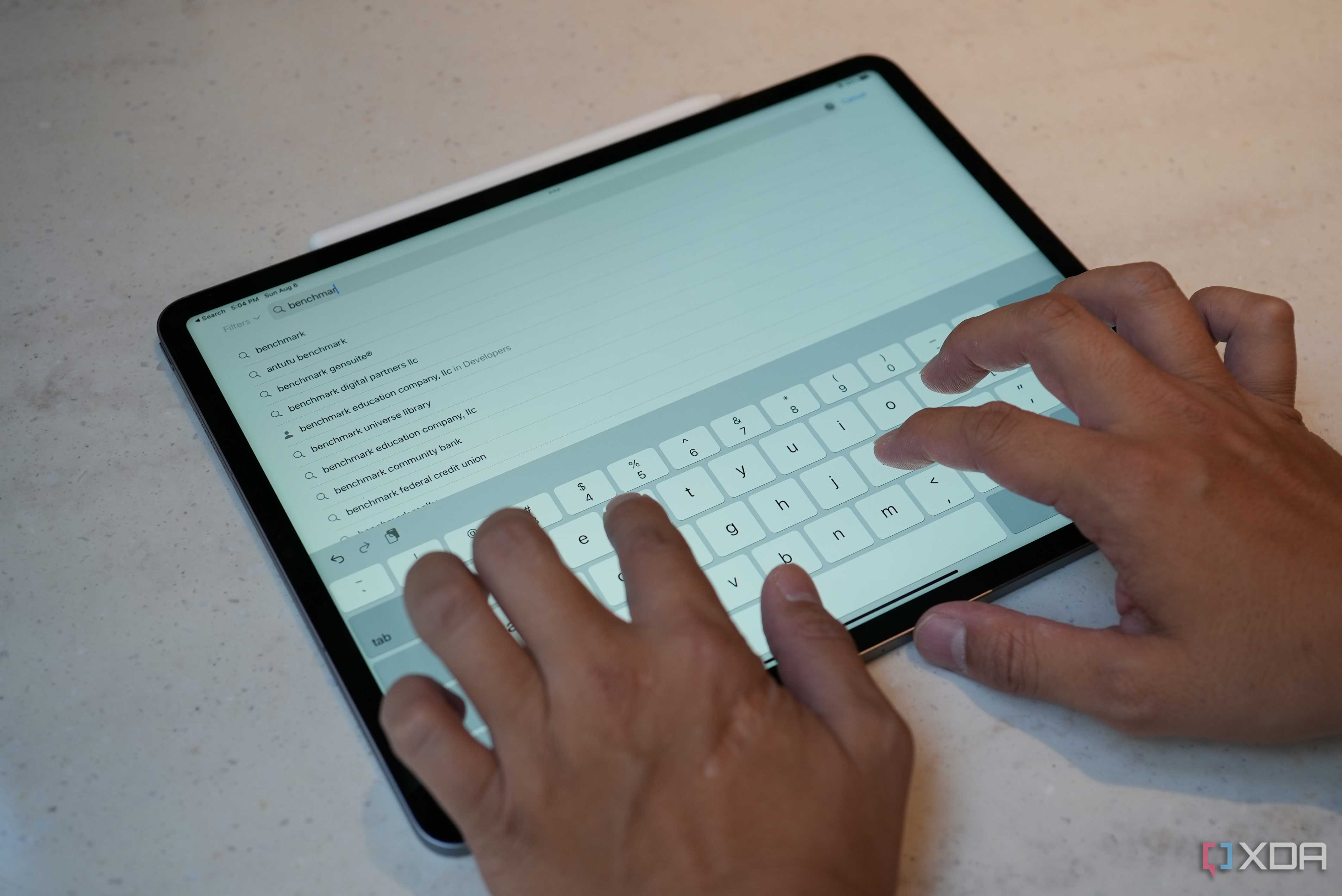 typing on the iPad Pro m2 virtual keyboard