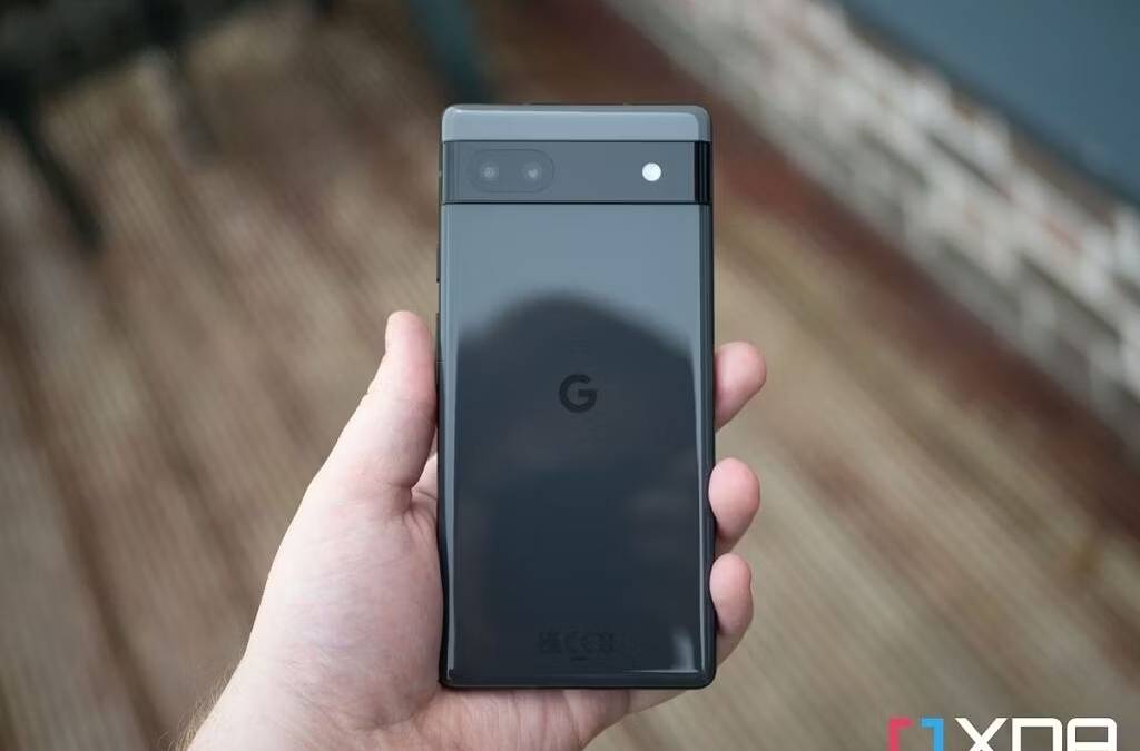 Back view of Google Pixel 6a in hand
