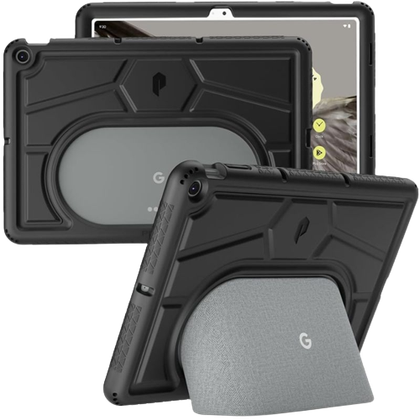 A render showing the Poetic TurtleSkin case for Pixel Tablet in black color.