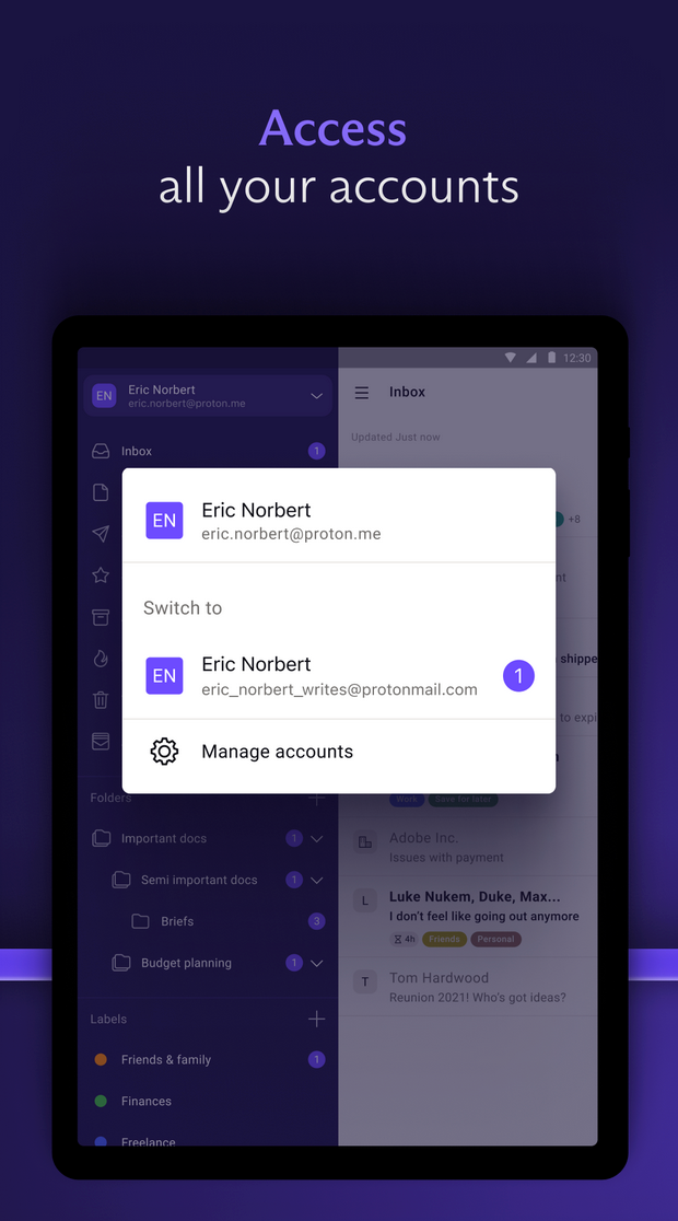 Screenshot of Proton Mail on Play Store