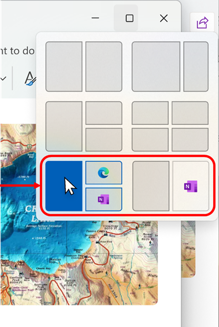 Screenshot of Snap layout suggestions in Windows 11