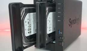 A Synology DiskStation D224+ NAS with two hard drives