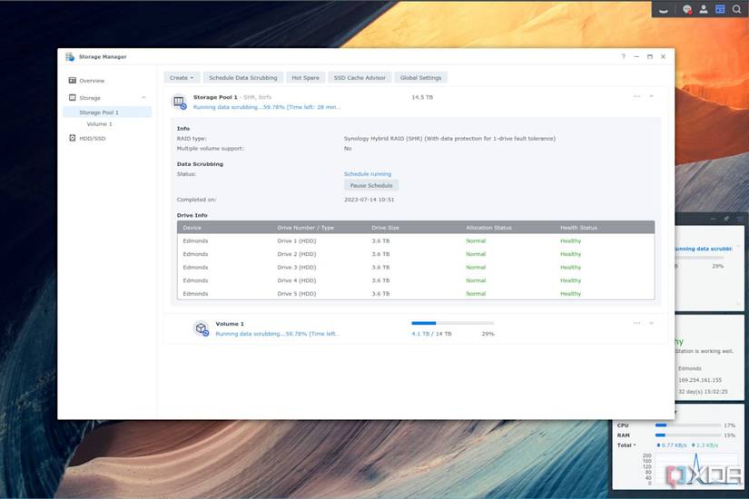 A screenshot depicting a RAID configuration in a Synology DSM 7 NAS