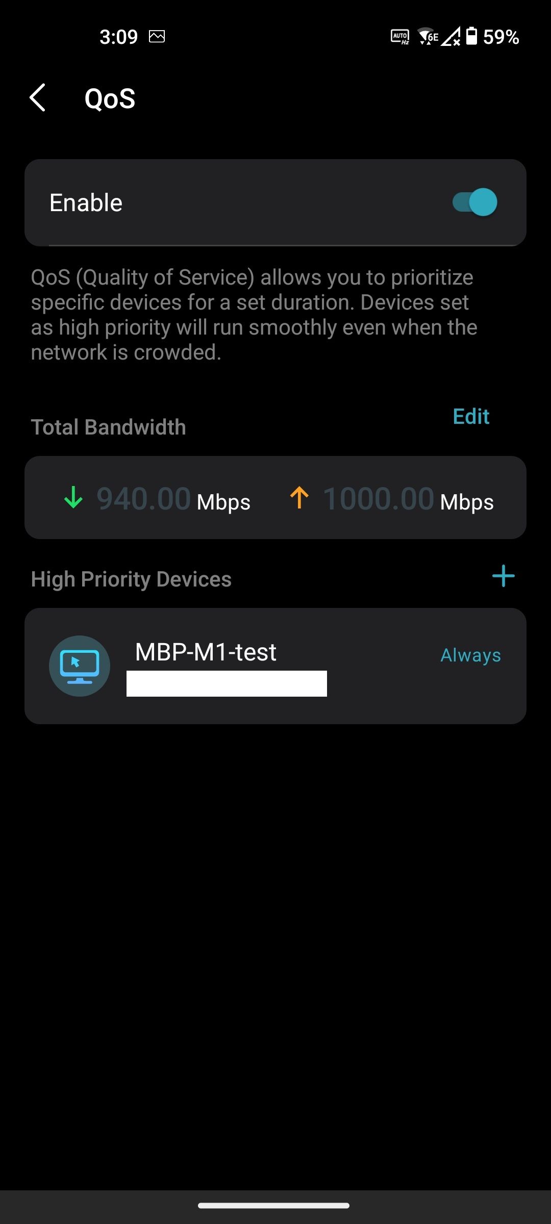 Deco app QoS settings