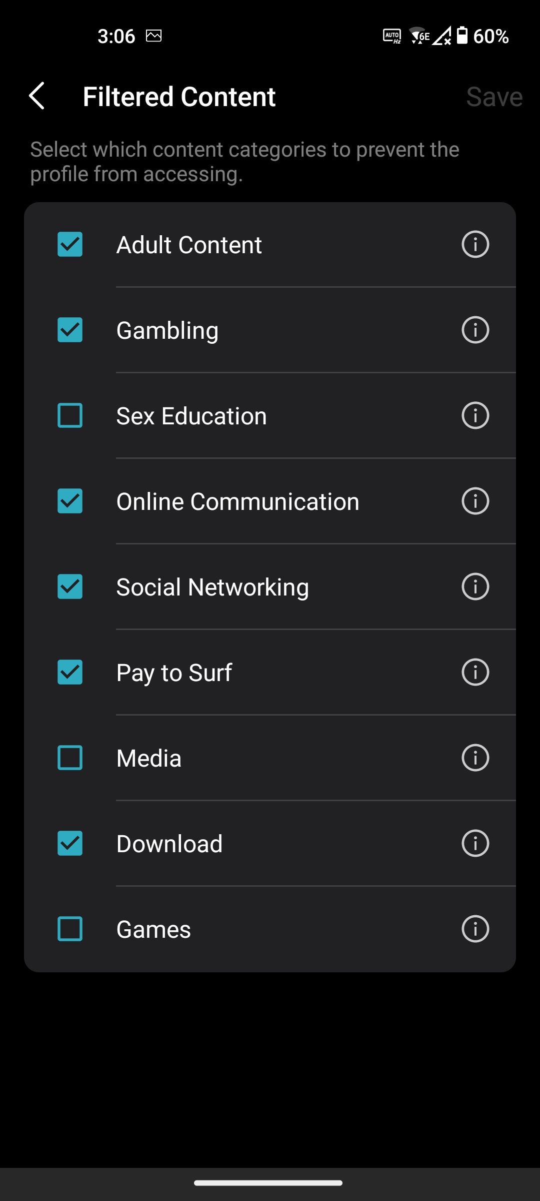 Deco app parental controls filter options