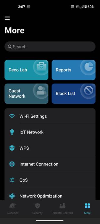 More settings in the Deco app