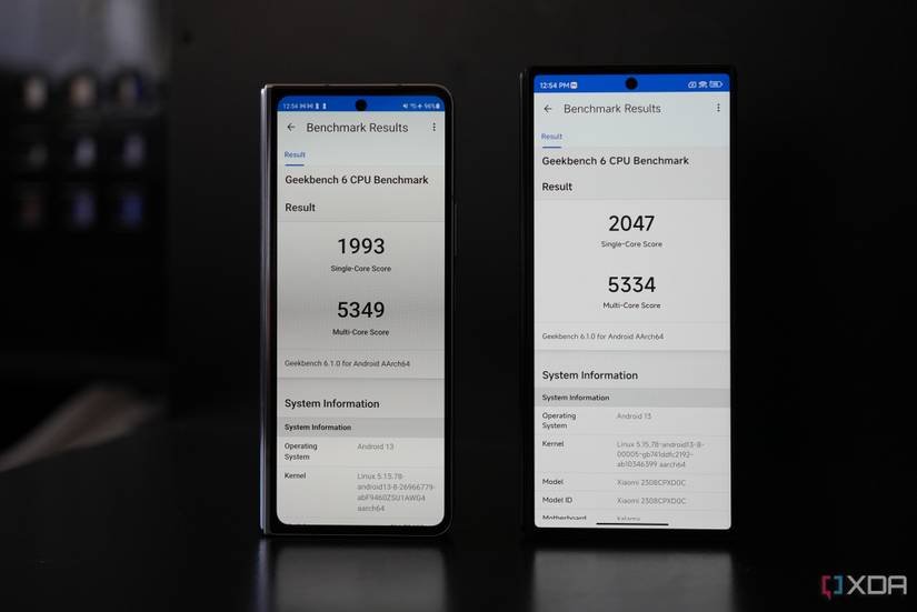 The Mix Fold 3's Geekbench 6 score next to the Fold 5's Geekbench 6 score