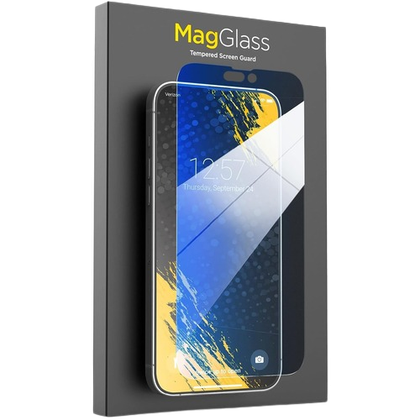 magglass Bluelight Screen Protector for iPhone 15 along with packaging