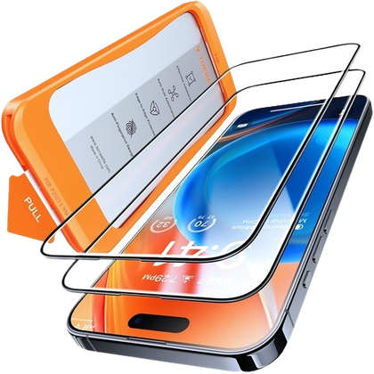TORRAS Diamond Shield Screen Protector for iPhone 15 along with alignment tool