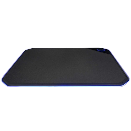 Cooler Master Dual-Sided Gaming Mouse Pad render in purple RGB lighting