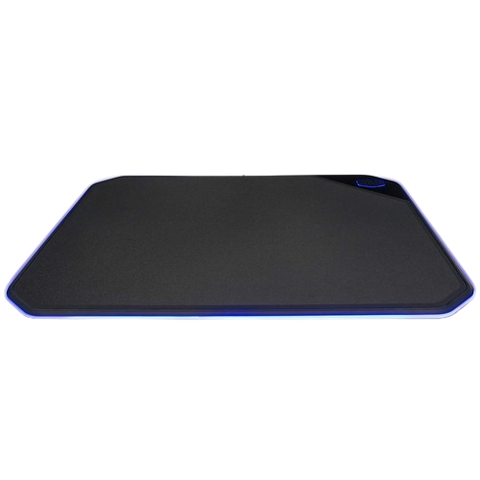 Cooler Master Dual-Sided Gaming Mouse Pad render in purple RGB lighting
