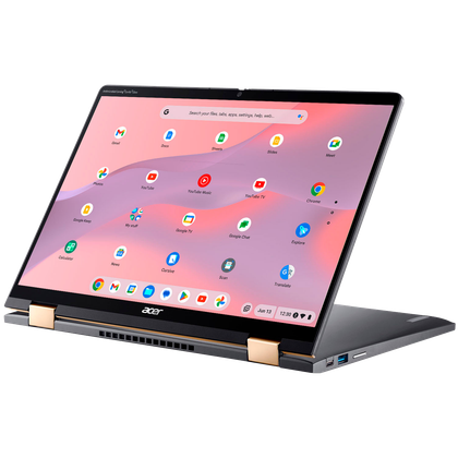 Angled view of the Acer Chromebook Spin 714 in stand mode