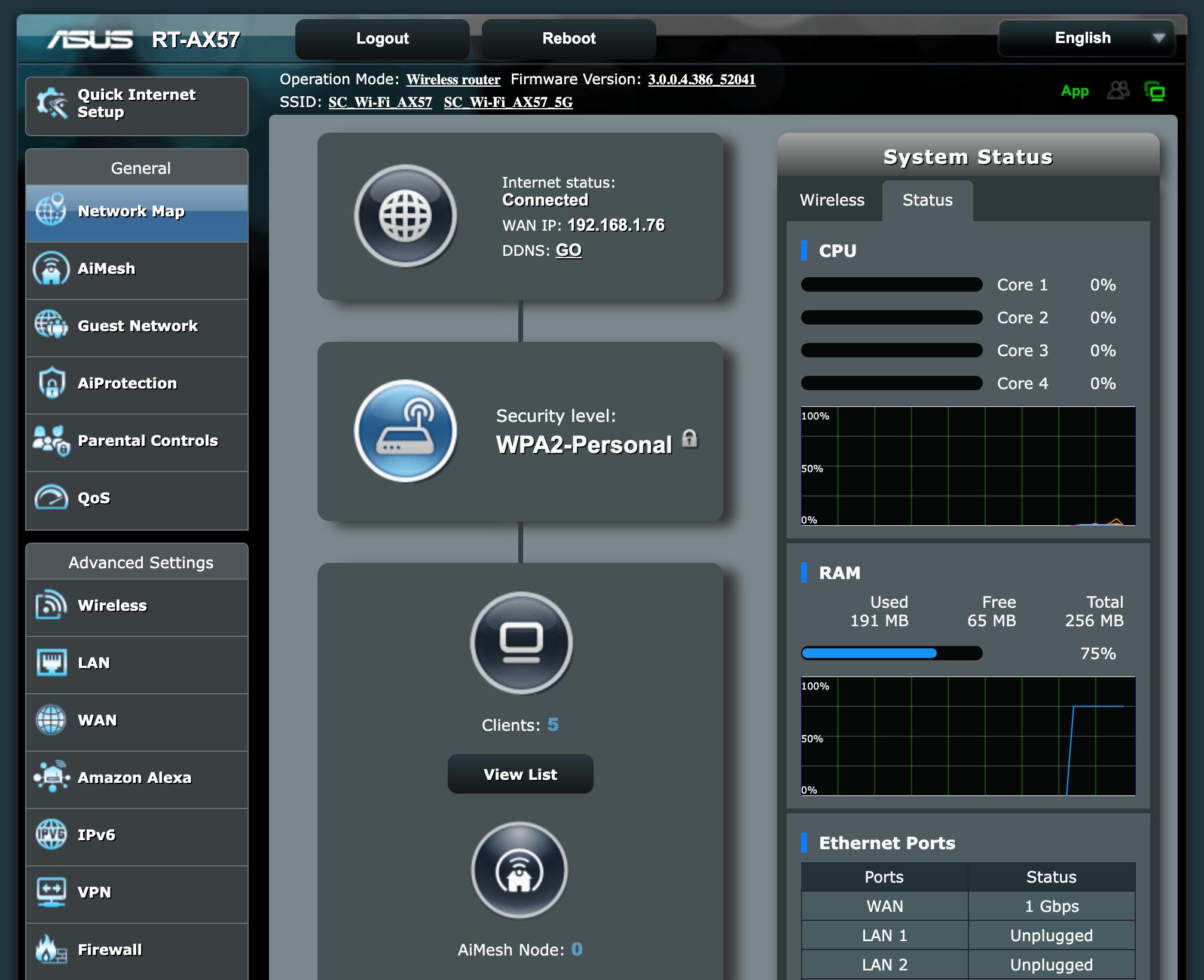 Web browser controls ASUSWRT