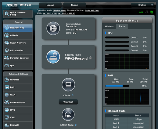 Web browser controls ASUSWRT