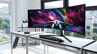 Samsung Odyssey Neo G9 57” on desk