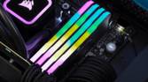 Close up of RGB RAM modules on motherboard