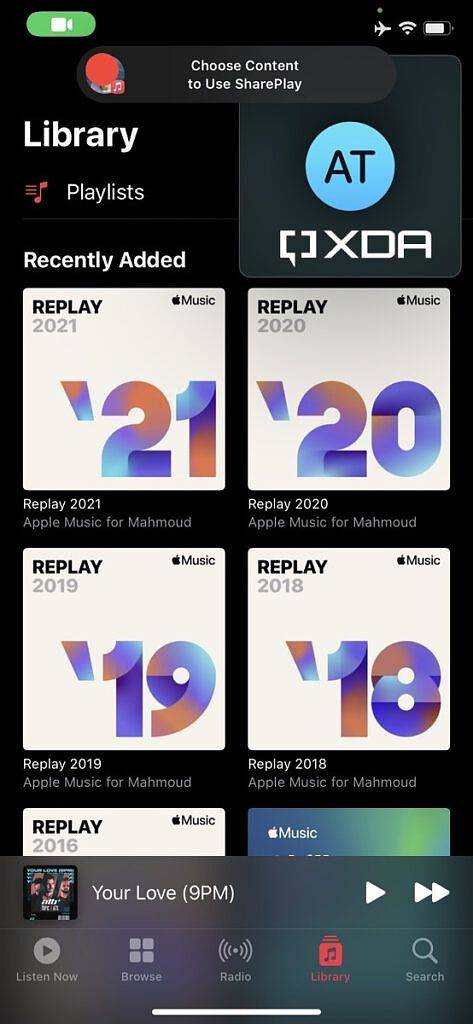 choose content to shareplay pop-up in the apple music app