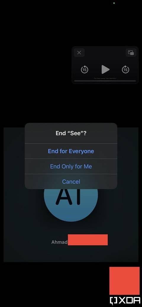 end shareplay for everyone or just for me buttons