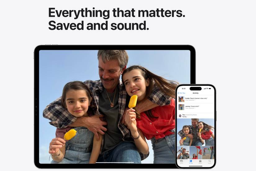 the same photo visible on two apple devices, thanks to iCloud sync