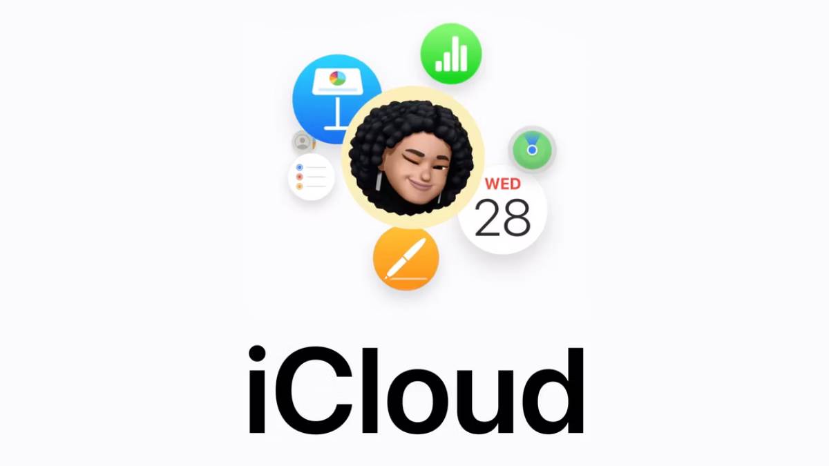 iCloud banner showing Memoji and iWork app icons